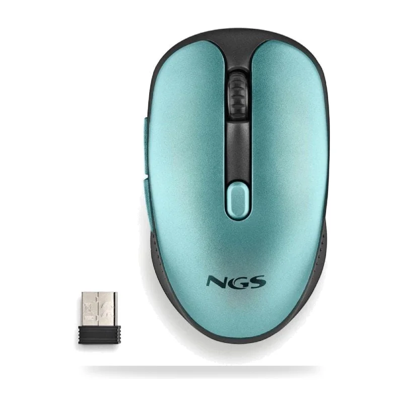 Ratón Inalámbrico NGS Evo Rust/ Batería recargable/ Hasta 1600 DPI/ Verde Agua