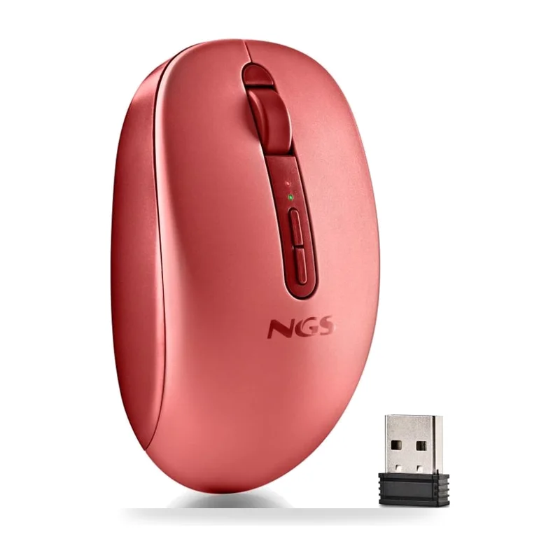 Ratón Ergonómico Inalámbrico NGS Fog Dual FOGDUALRED Silencioso/ Hasta 1600 DPI/ Rojo