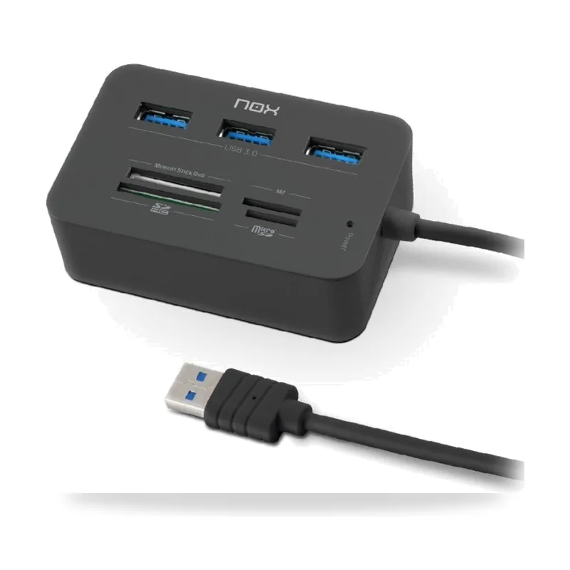 Hub USB 3.0 Nox Reader One/ 3xUSB/ 1x Lector de Tarjetas