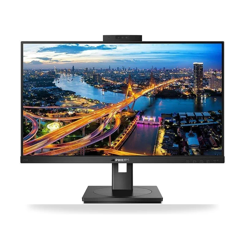 Monitor Profesional Philips 242B1H 23.8"/ Full HD/ Webcam/ Multimedia/ Regulable en altura/ Negro