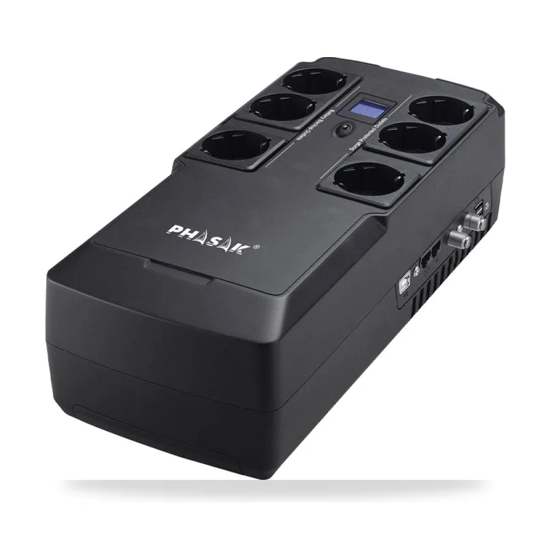 SAI Línea Interactiva Phasak Kryptos 800 VA/ 480W/ 6 Salidas/ Formato Bloque