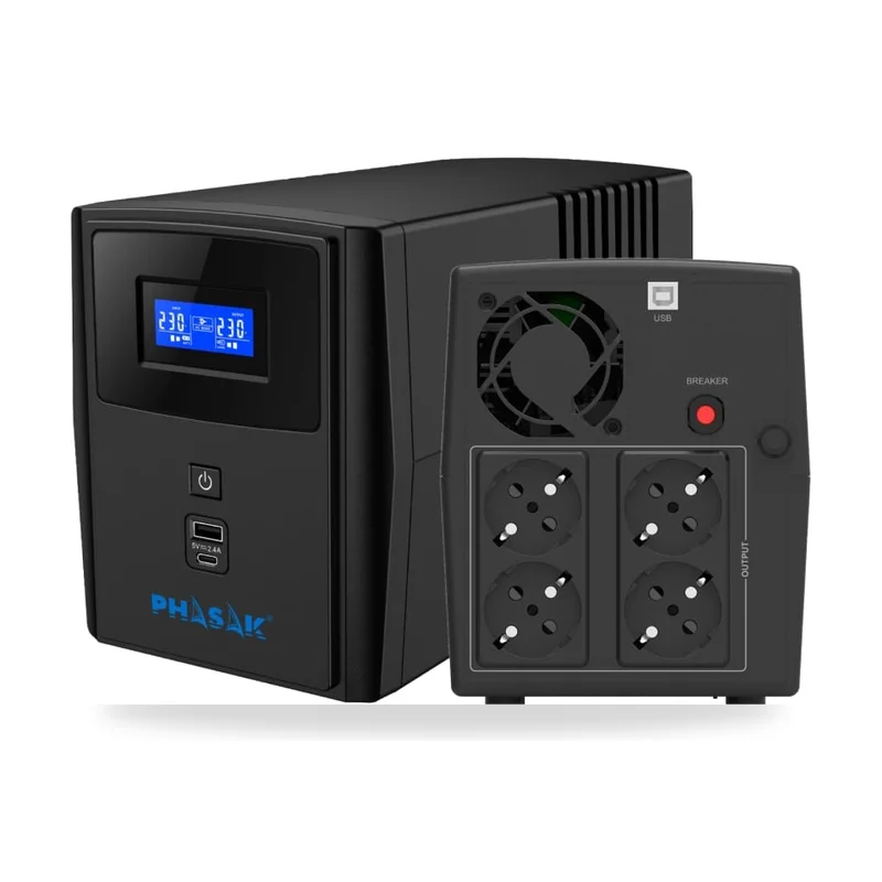 SAI Línea Interactiva Phasak SIRIUS 2200 VA Interactive/ 2200VA-1320W/ 4 Salidas/ Formato Torre