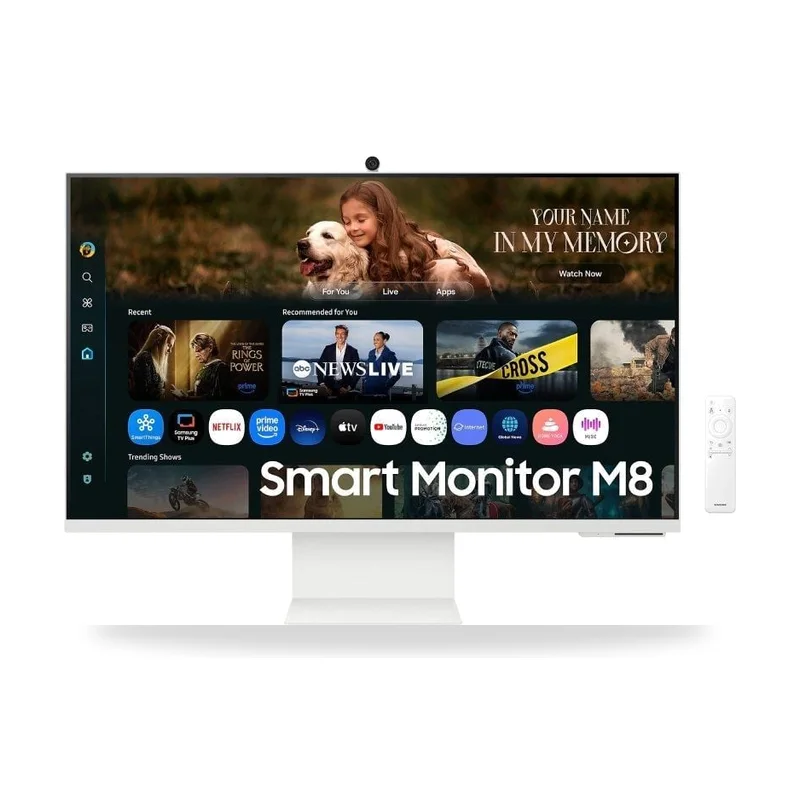 Smart Monitor Samsung M8 M80F S32FM801UU 32"/ 4K/ Multimedia/ Regulable en altura/ Smart TV/ Webcam/ Blanco