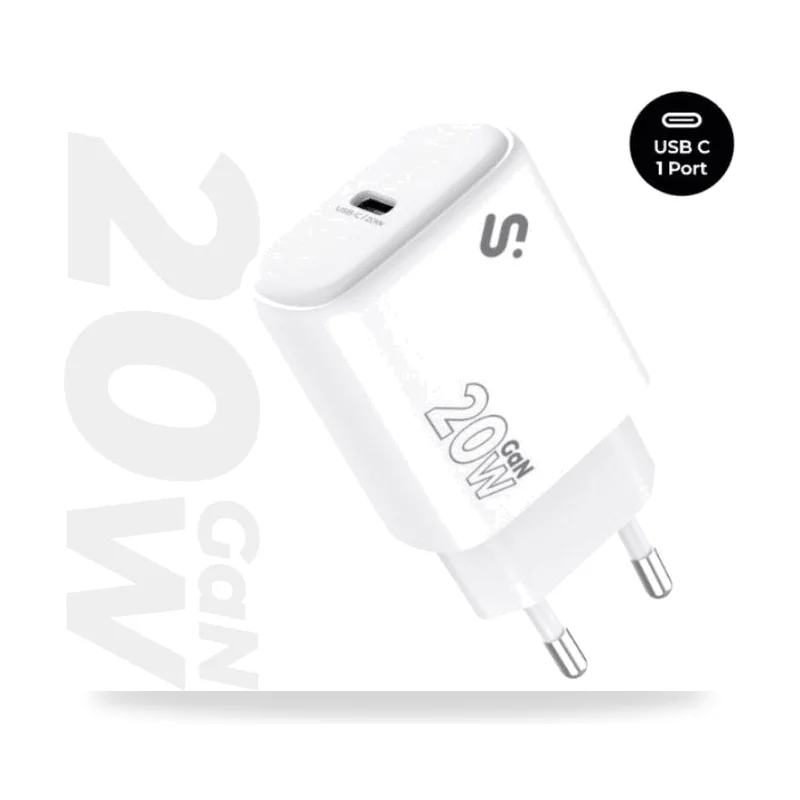 Cargador de Pared GaN Subblim 20W Charger USB C/ 1xUSB Tipo-C/ 20W