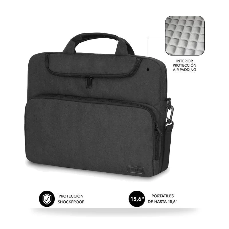 Maletín Subblim Air Padding para Portátiles hasta 15.6"/ Gris Oscuro