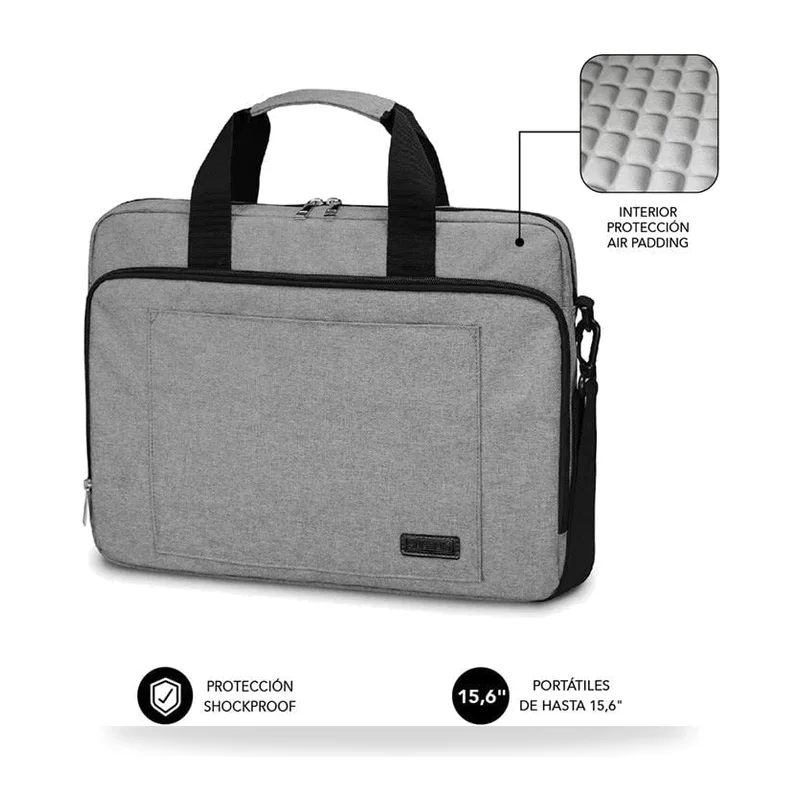 Maletín Subblim Air Padding Laptop Bag para Portátiles hasta 15.6"/ Cinta para Trolley/ Gris