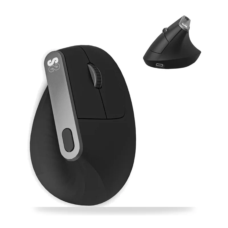 Ratón Ergonómico Inalámbrico Subblim Nature Vertical Ergo Dual Battery/ Batería Recargable/ Hasta 4000 DPI/ Negro