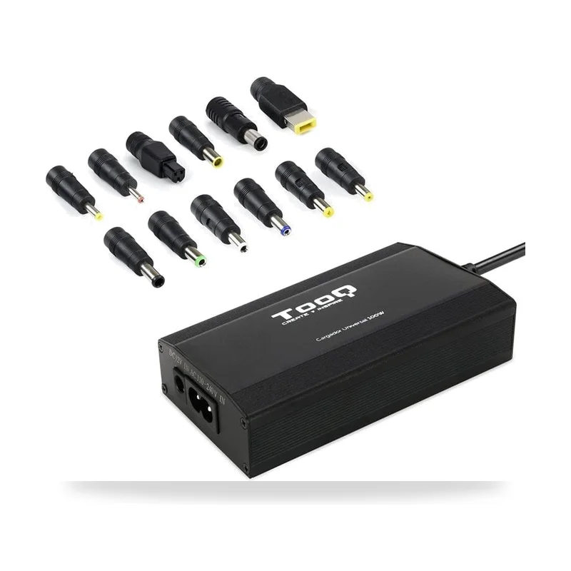 Cargador de Portátil TooQ TQLC-100BS01M/ 1xUSB/ 100W/ Manual/ 12 Conectores/ Voltaje 12-24V