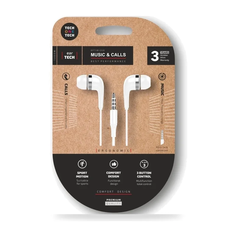 Auriculares Intrauditivos Tech One Tech soft earTECH TEC1004/ con Micrófono/ Jack 3.5/ Blancos