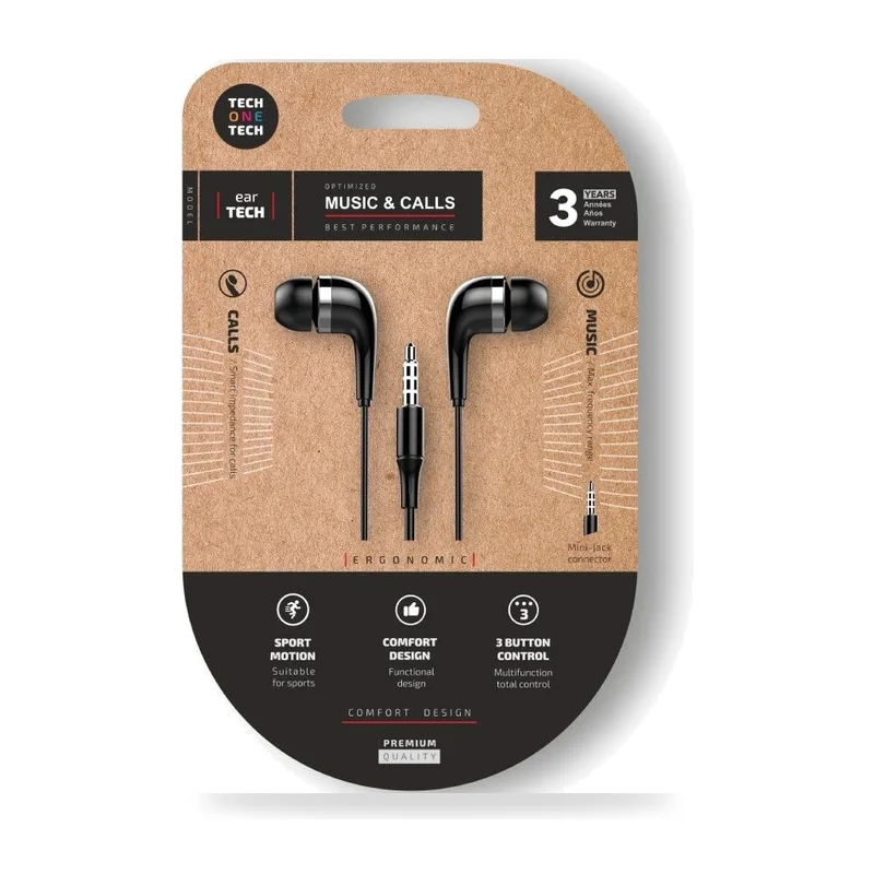 Auriculares Intrauditivos Tech One Tech soft earTECH TEC1005/ con Micrófono/ Jack 3.5/ Negros