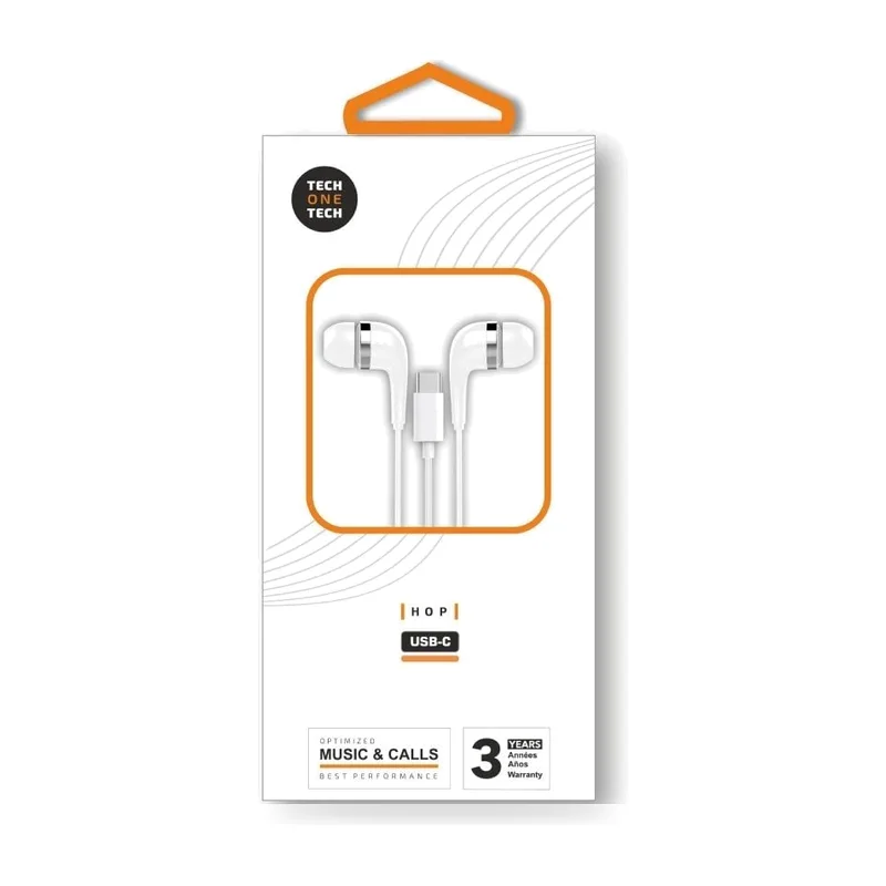 Auriculares Intrauditivos Tech One Tech earTECH TEC1304/ con Micrófono/ USB Tipo-C/ Blancos