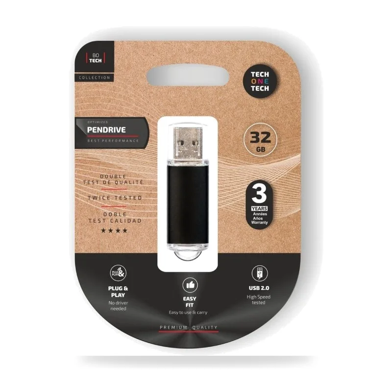 Pendrive 32GB Tech One Tech Basic USB 2.0/ Negro