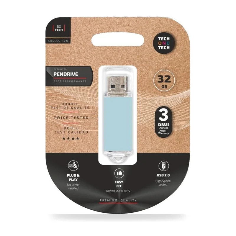 Pendrive 32GB Tech One Tech Basic USB 2.0/ Azul Cielo