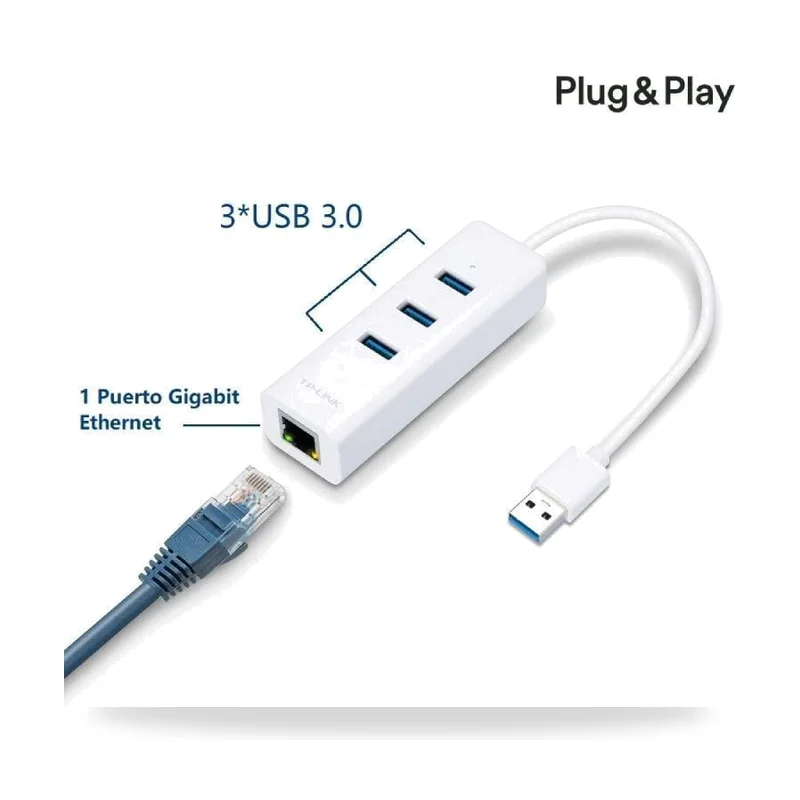 Hub USB 3.0 TP-Link UE330/ 3xUSB/ 1xRJ45/ Blanco