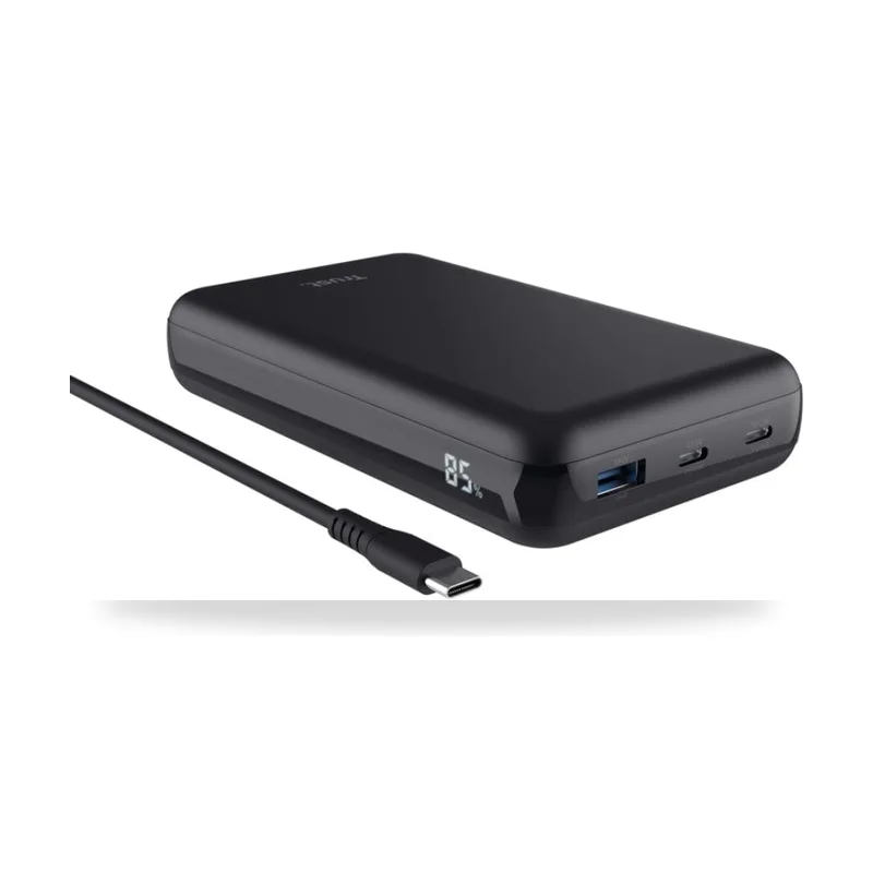 Batería Externa/Powerbank Trust Laro 20000mAh/ 100W/ Negra/ Compatible con Portátiles