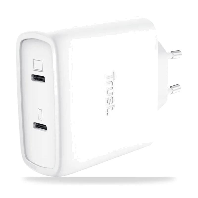 Cargador de Pared GaN Trust Maxo 65W 25526/ 2xUSB Tipo-C/ Incluye Cable USB Tipo-C/ 65W