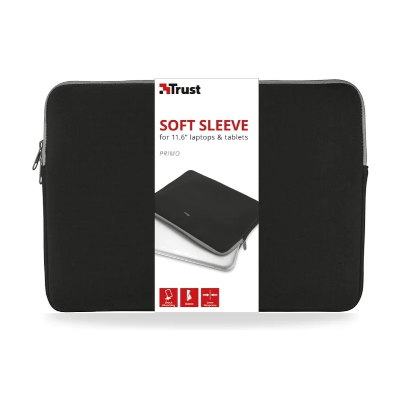 Funda Trust Primo Soft Sleeve para Portátiles/ Tablets hasta 11.6"/ Negra