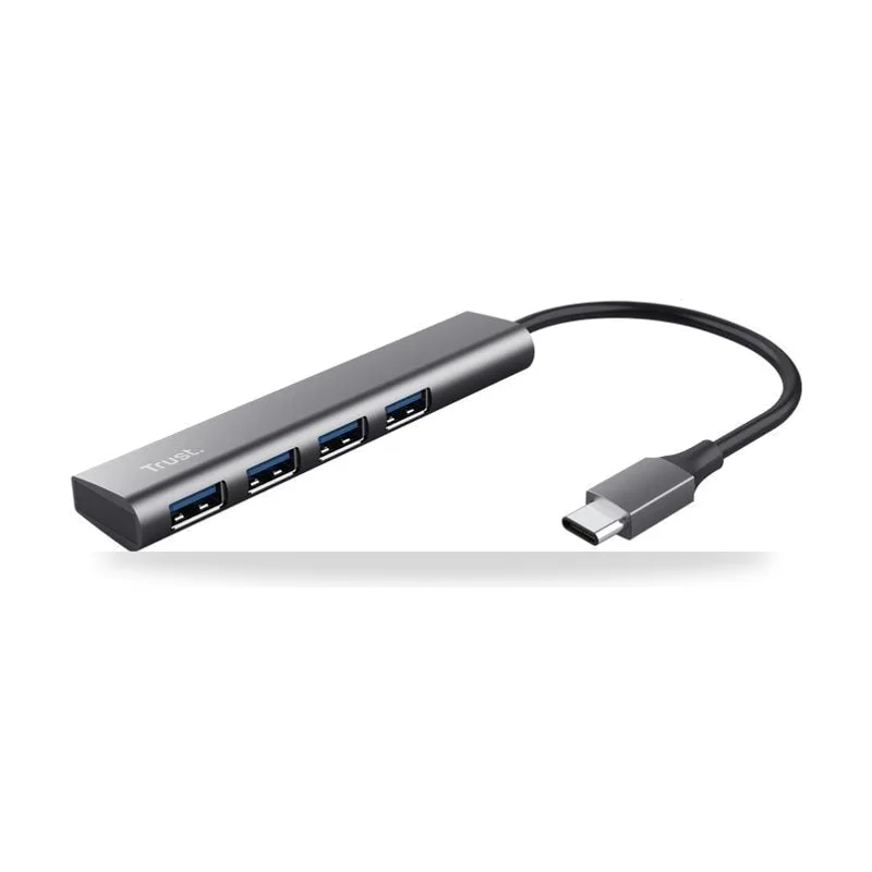 Hub USB Tipo-C Trust Halyx/ 4xUSB/ Gris