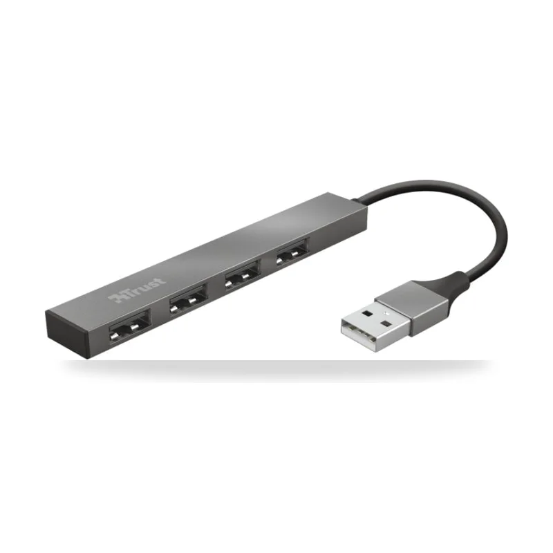 Hub USB 2.0 Trust Halyx/ 4xUSB/ Gris