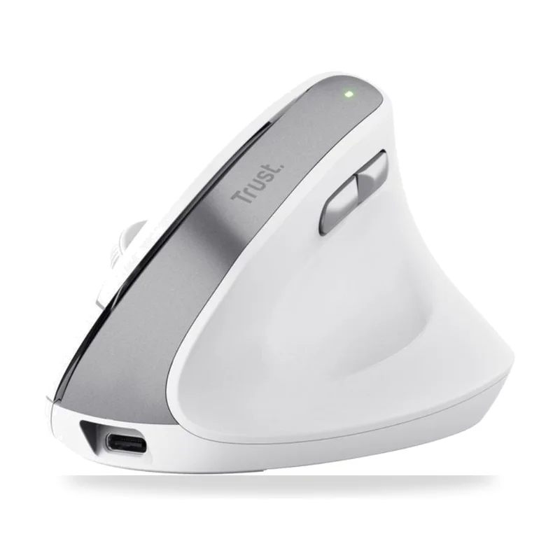 Ratón Vertical Inalámbrico Trust Bayo II/ Batería recargable/ Hasta 2400 DPI/ Blanco