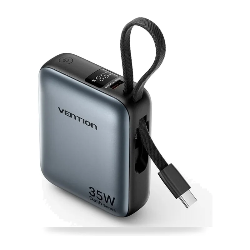 Powerbank 10000mAh Vention FHEH0/ 35W/ Gris/ Incluye Cable USB Tipo-C