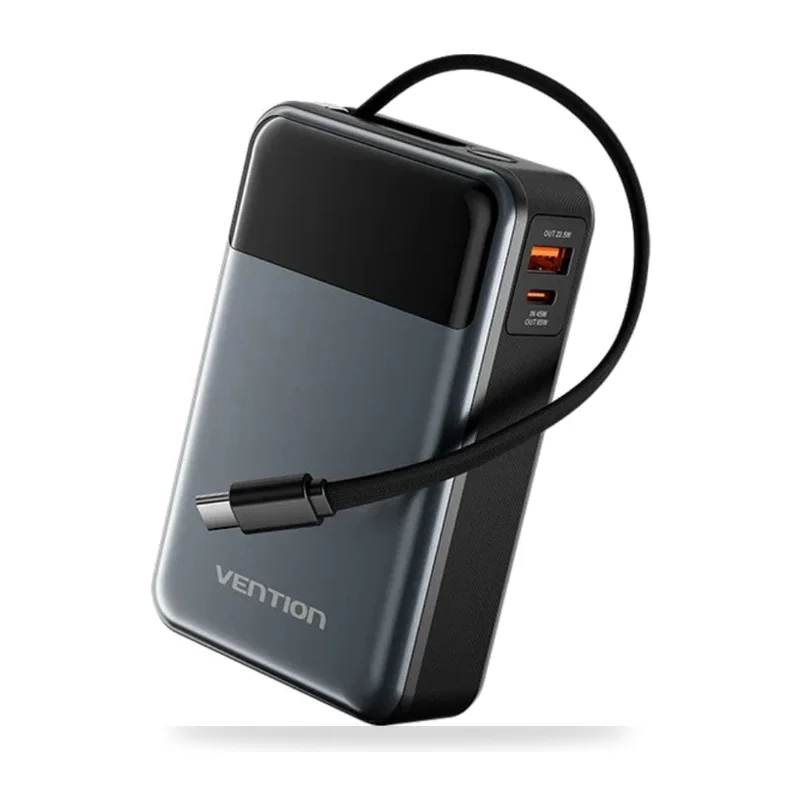 Powerbank 20000mAh Vention FHYB0/ 65W/ Gris/ Incluye Cable USB Tipo-C