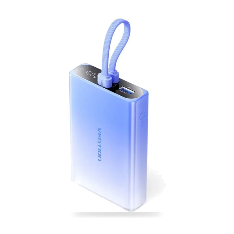 Powerbank 10000mAh Vention FHZL0/ 22.5W/ Azul/ Incluye Cable USB Tipo-C y Lightning