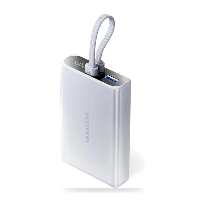 Powerbank 10000mAh Vention FHZM0/ 22.5W/ Gris/ Incluye Cable USB Tipo-C y Lightning