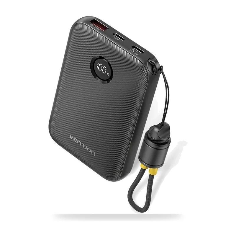 Powerbank 10000mAh Vention FKAB0-C/ 22.5W/ Negra/ Incluye Cable USB Tipo-C
