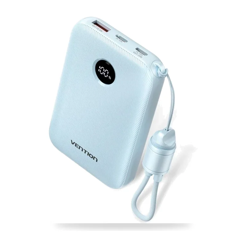 Powerbank 10000mAh Vention FKAL0-C/ 22.5W/ Azul/ Incluye Cable USB Tipo-C