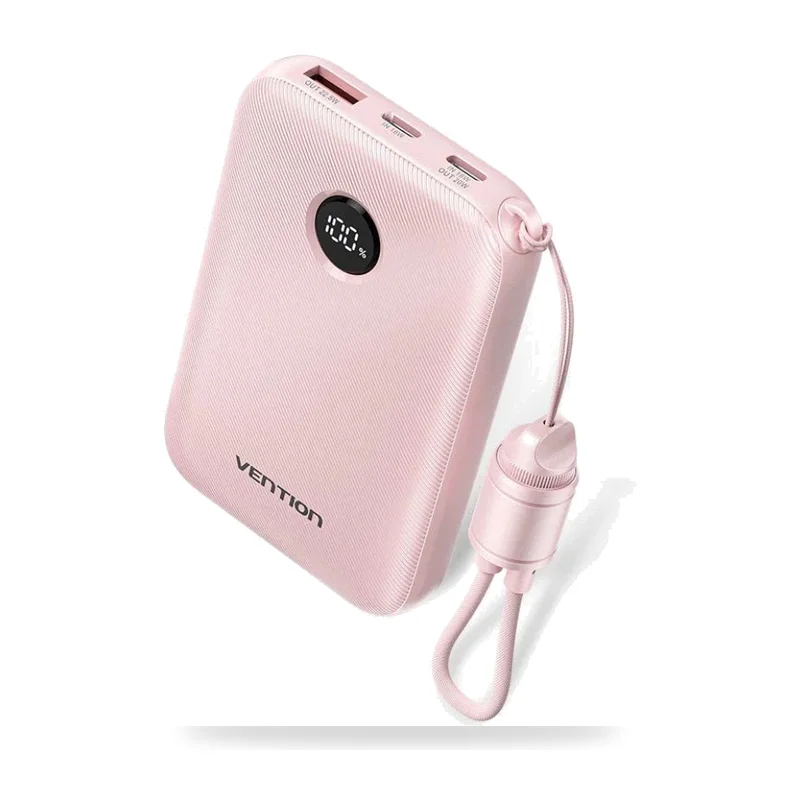 Powerbank 10000mAh Vention FKAP0-C/ 22.5W/ Rosa/ Incluye Cable USB Tipo-C