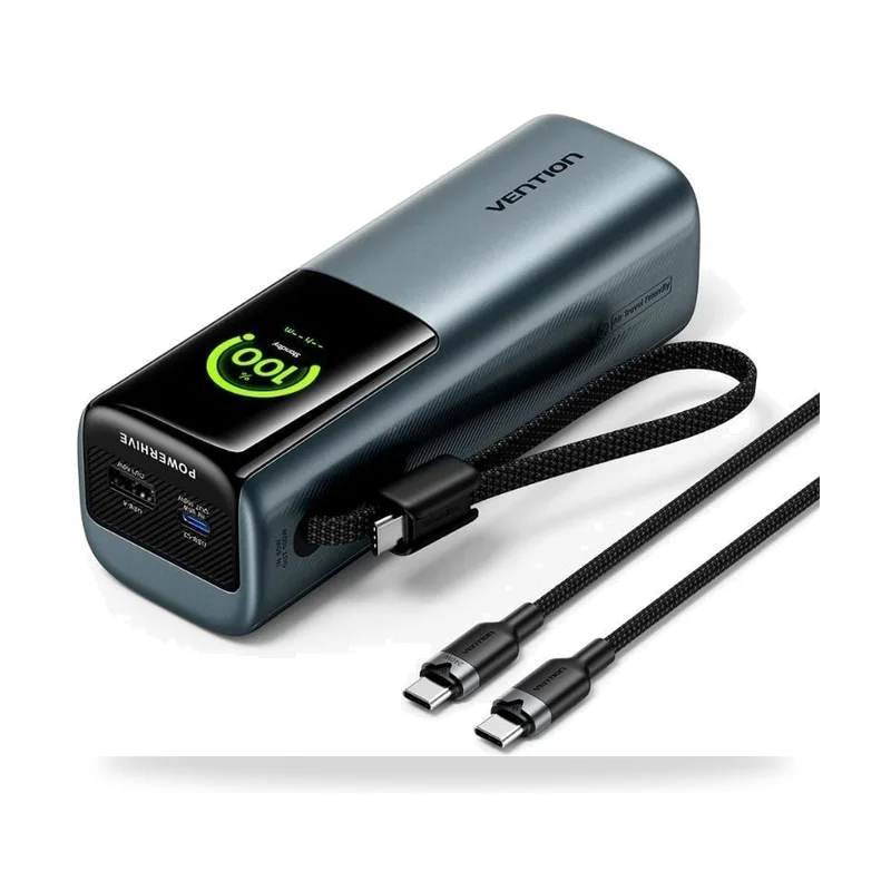Powerbank 20000mAh Vention FKFH0/ 165W/ Gris/ Incluye Cable USB Tipo-C