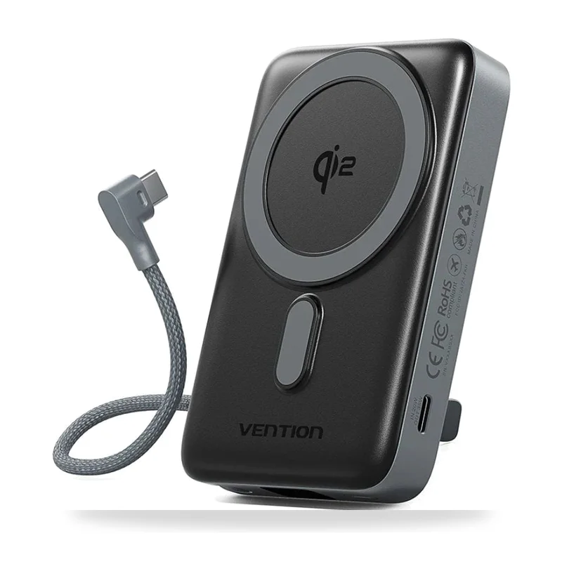 Powerbank 10000mAh Vention FKHH0/ 35W/ Wireless/ Gris/ Incluye Cable USB Tipo-C