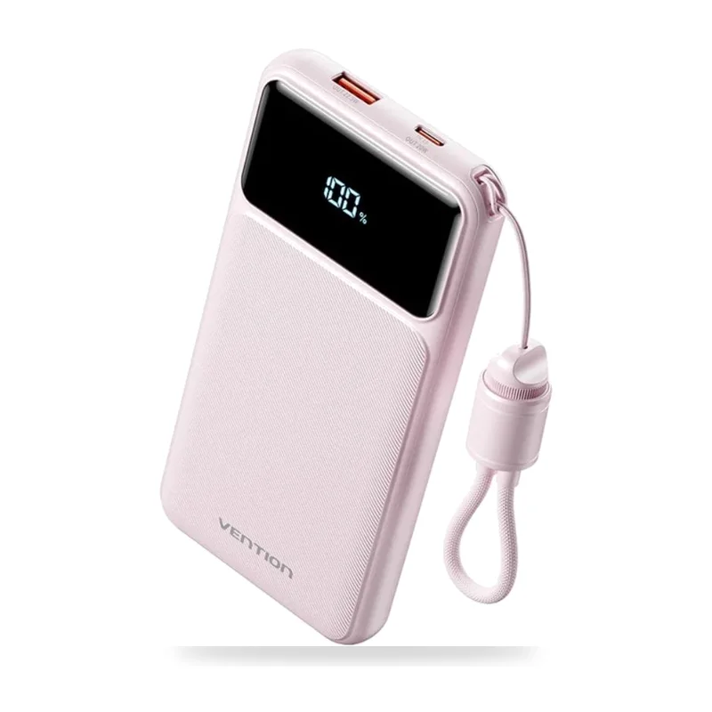 Powerbank 10000mAh Vention XGYP0-39-TY/ 22.5W/ Rosa/ Incluye Cable USB Tipo-C