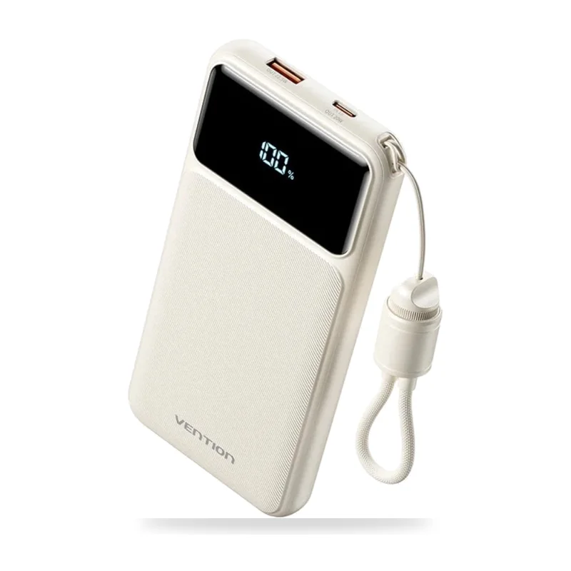 Powerbank 10000mAh Vention XGYW0-39-TY/ 22.5W/ Blanca/ Incluye Cable USB Tipo-C