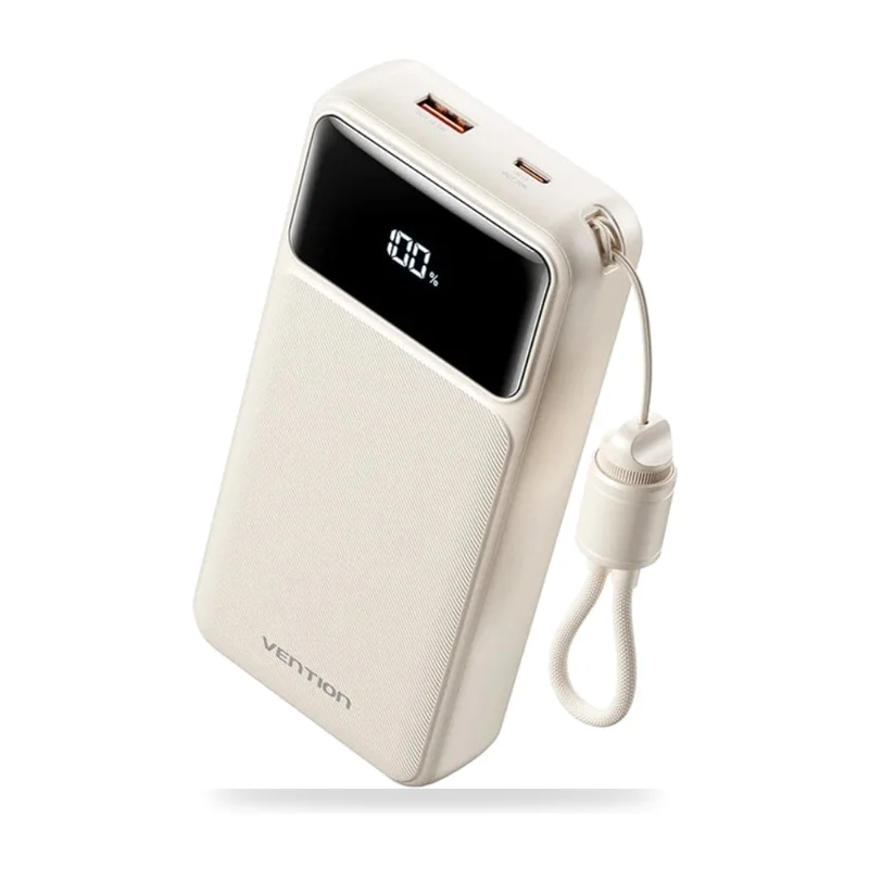 Powerbank 20000mAh Vention XGYW0-40-TY/ 22.5W/ Blanca/ Incluye Cable USB Tipo-C