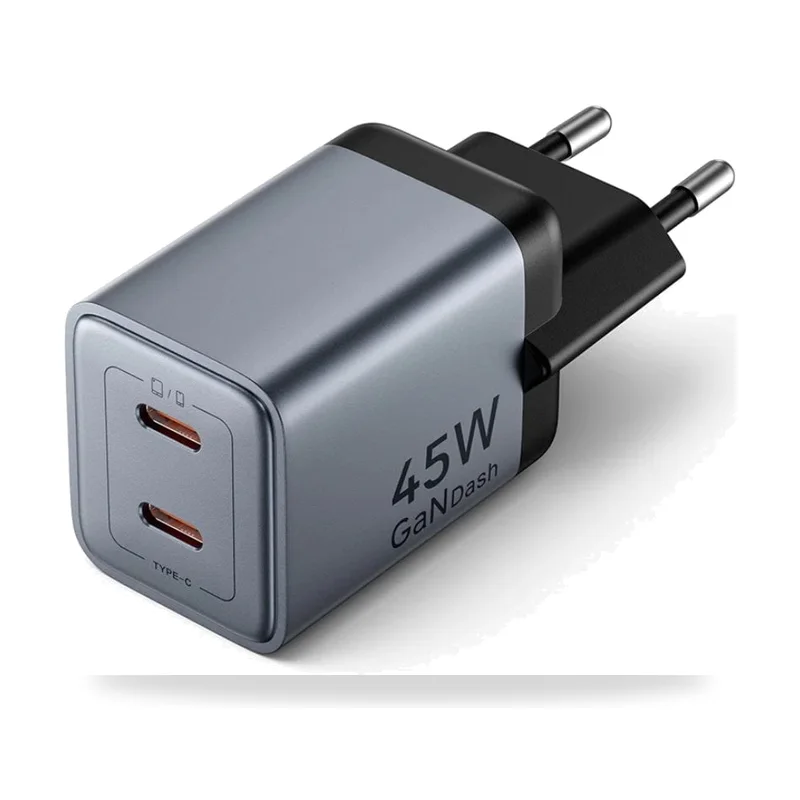 Cargador de Pared GaN Vention FCDH0-EU/ 2xUSB Tipo-C/ 45W