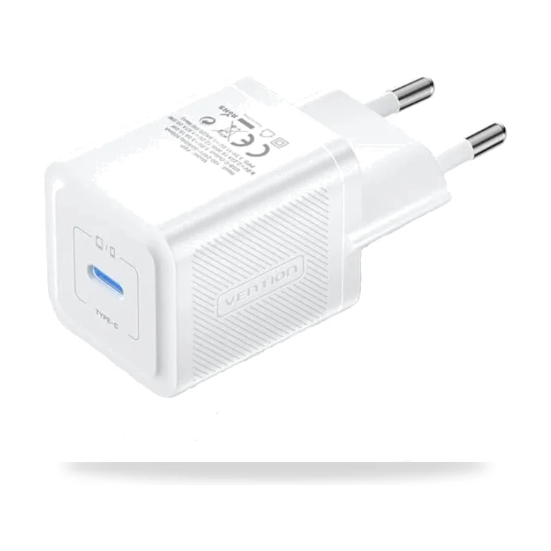 Cargador de Pared GaN Vention FEPW0-EU/ 1xUSB Tipo-C/ 20W