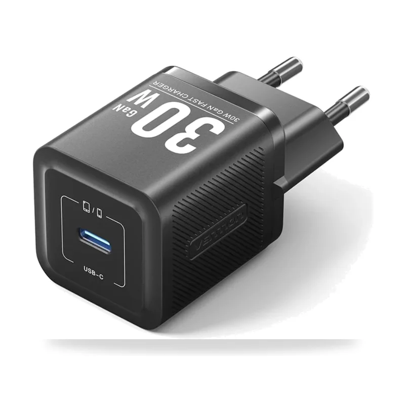 Cargador de Pared GaN Vention FEZB0-EU/ 1xUSB Tipo-C/ 30W