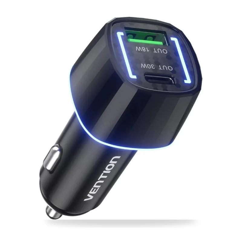 Cargador de Coche Vention FFRB0/ 1xUSB-Tipo C/ 1xUSB/ 48W