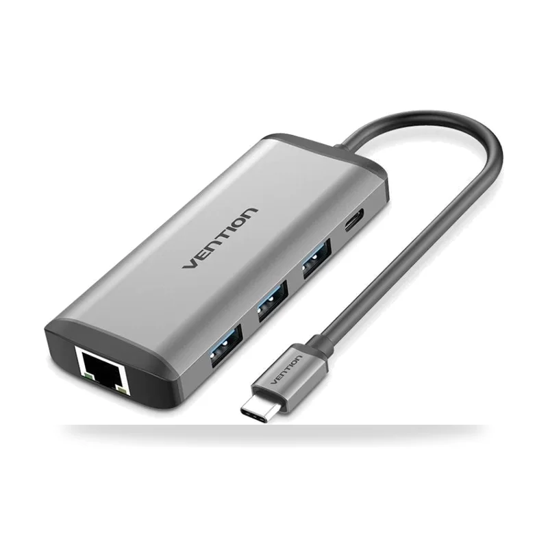 Docking USB Tipo-C Vention CNDHB/ 1xHDMI 4K/ 3xUSB/ 1xUSB Tipo-C PD/ 1xRJ45/ 1xLector tarjetas/ Gris