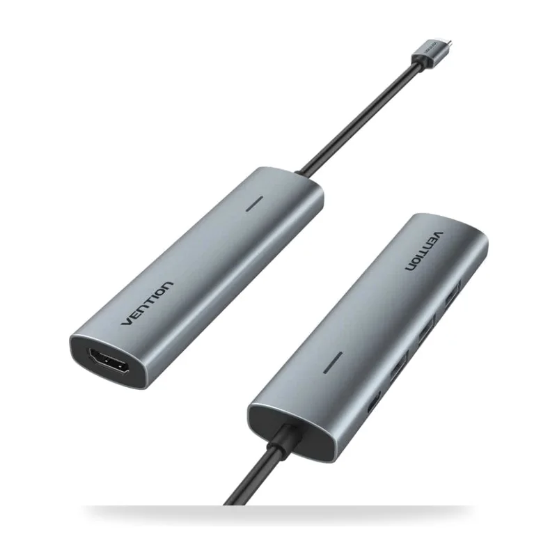 Docking USB Tipo-C Vention TGGHB/ 3xUSB/ 1xHDMI 4K/ 1xUSB Tipo-C PD/ Gris