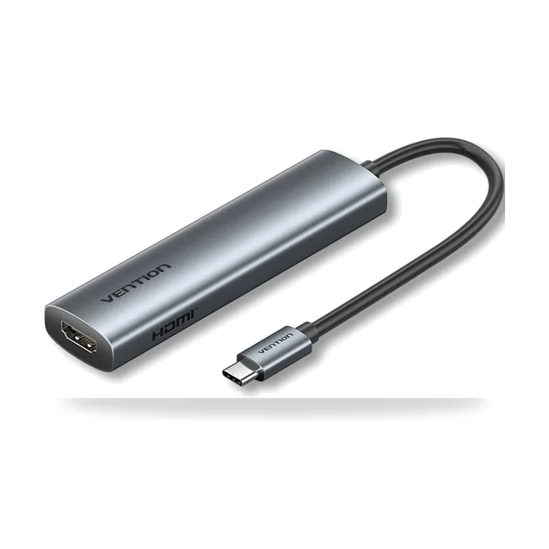 Docking USB Tipo-C Vention TGLHB/ 1xUSB Tipo-C/ 2xUSB/ 1xHDMI 4K/ 1xUSB Tipo-C PD/ Gris