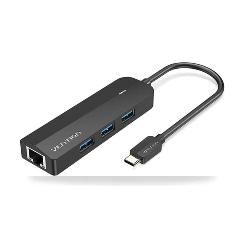 Hub USB Tipo-C Vention TGPBB/ 3xUSB/ 1xRJ45/ 1xMicro B PD