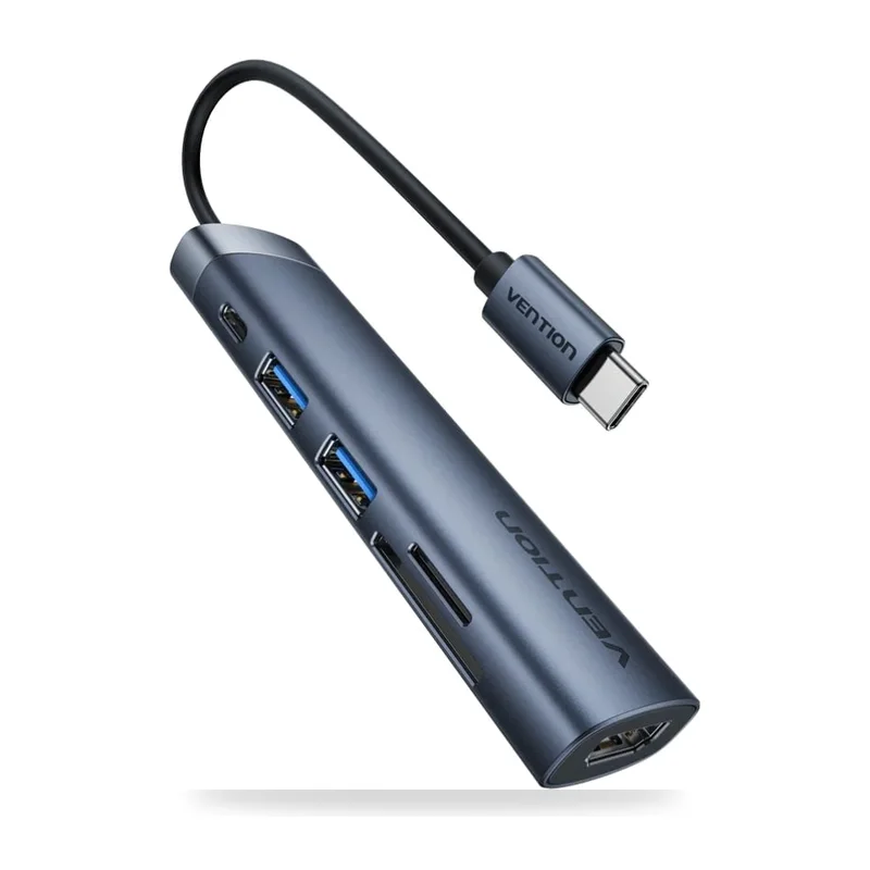 Docking USB Tipo-C Vention THJHB/ 1xHDMI 4K/ 2xUSB/ 1xUSB Tipo-C PD/ Gris