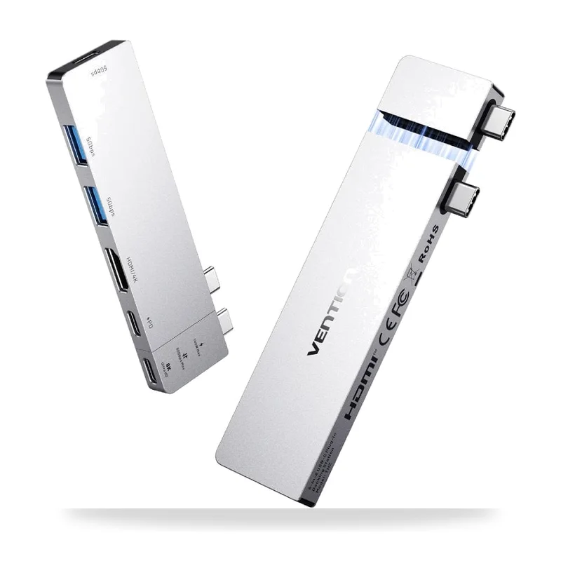 Docking USB Tipo-C Vention THZH0/ 1xHDMI 4K/ 2xUSB/ 2xUSB Tipo-C/ 1xThunderBolt/ 1xUSB Tipo-C PD/ Gris