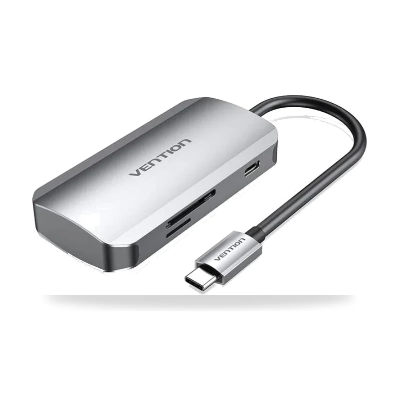 Docking USB Tipo-C Vention TNHHB/ 3xUSB/ 1xUSB Tipo-C PD/ 1xLector Tarjetas SD y MicroSD/ Gris