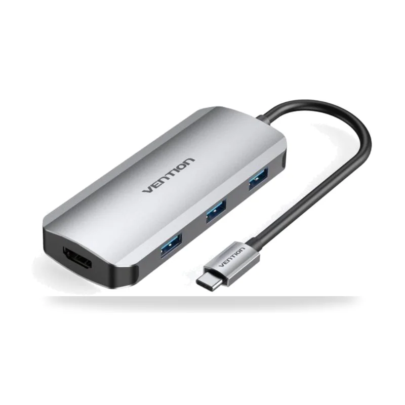 Docking USB Tipo-C Vention TOFHB/ 1xHDMI/ 3xUSB/ 1xUSB Tipo-C/ 1xUSB Tipo-C PD/ Gris