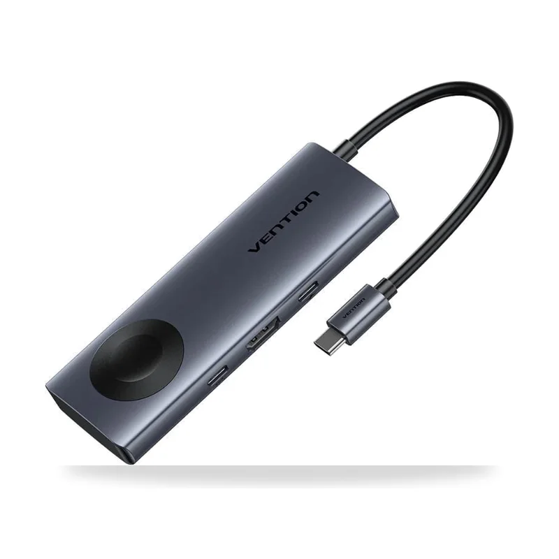 Docking USB Tipo-C con Carga Inalámbrica Vention TPMHB/ 1xHDMI 4K/ 2xUSB/ 1xUSB Tipo-C/ 1xUSB Tipo-C PD/ Gris