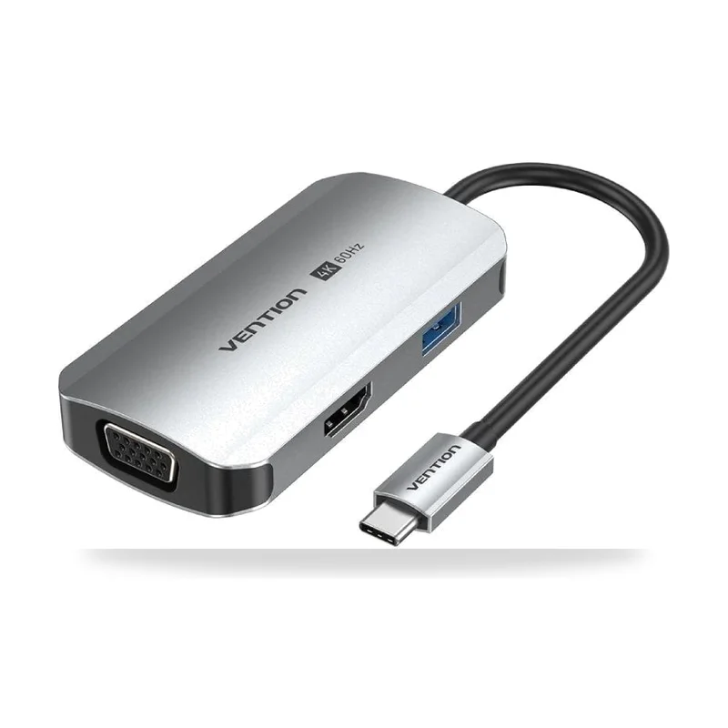 Docking USB Tipo-C Vention TQAHB/ 1xHDMI/ 1xUSB/ 1xVGA/ 1xUSB Tipo-C PD/ Gris